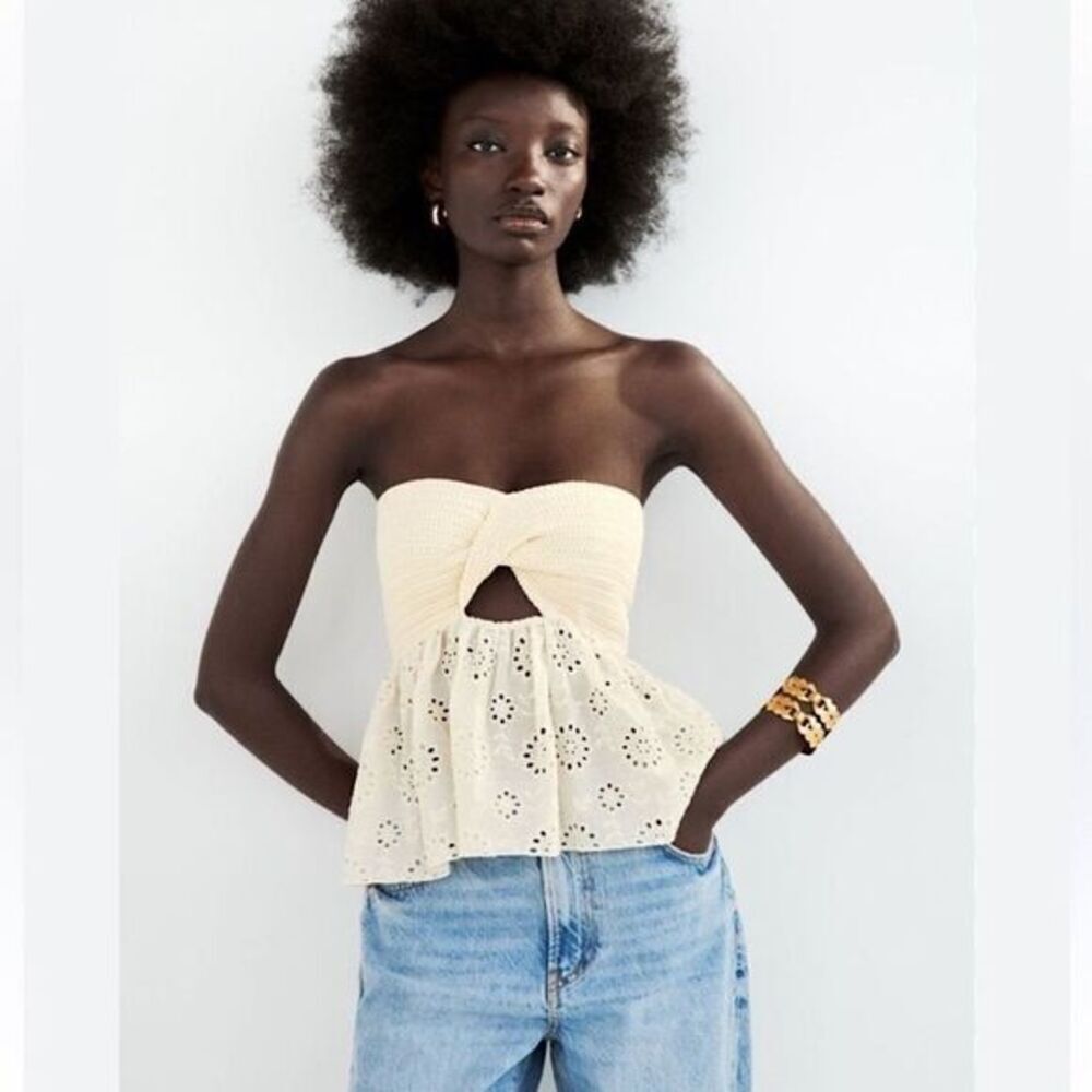 ZARA CREAM CROCHET TOP - Picture 2 of 6